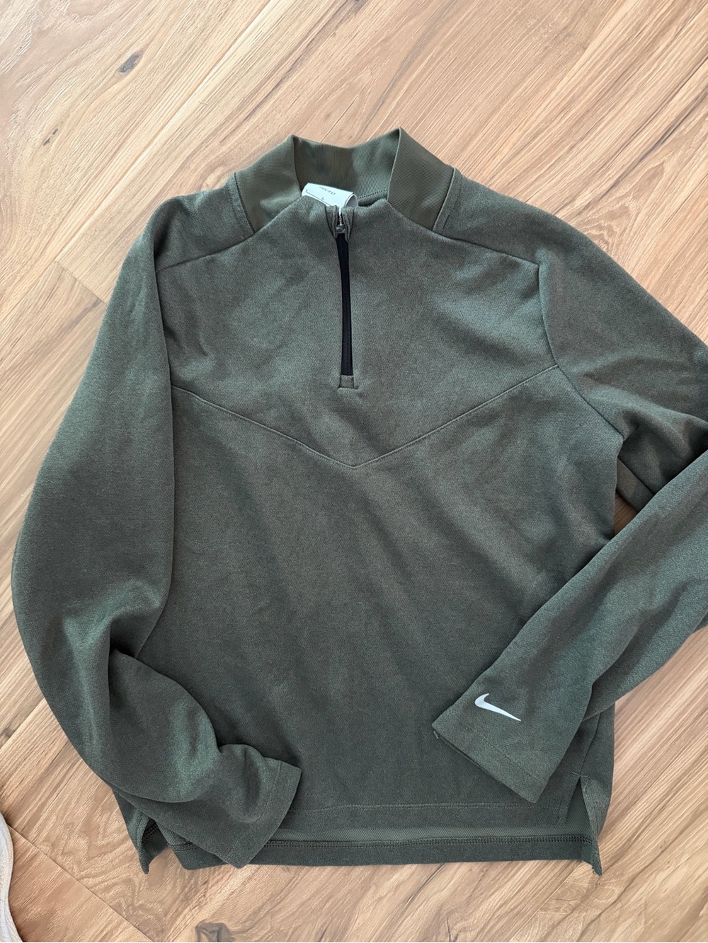 Nike Boys Olive Green Quarter-Zip Pullover